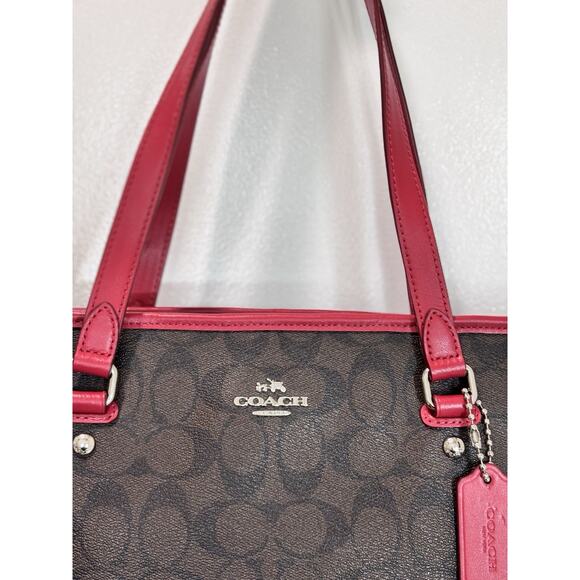 Coach City Zip Tote F58294- Shoulder Bag/Handbag/Purse Pink/Red leather Trim - Picture 10 of 16